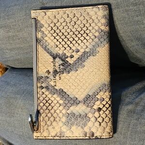 Kate Spade Cameron Street grey & cream color Python Mikey Wallet coin purse